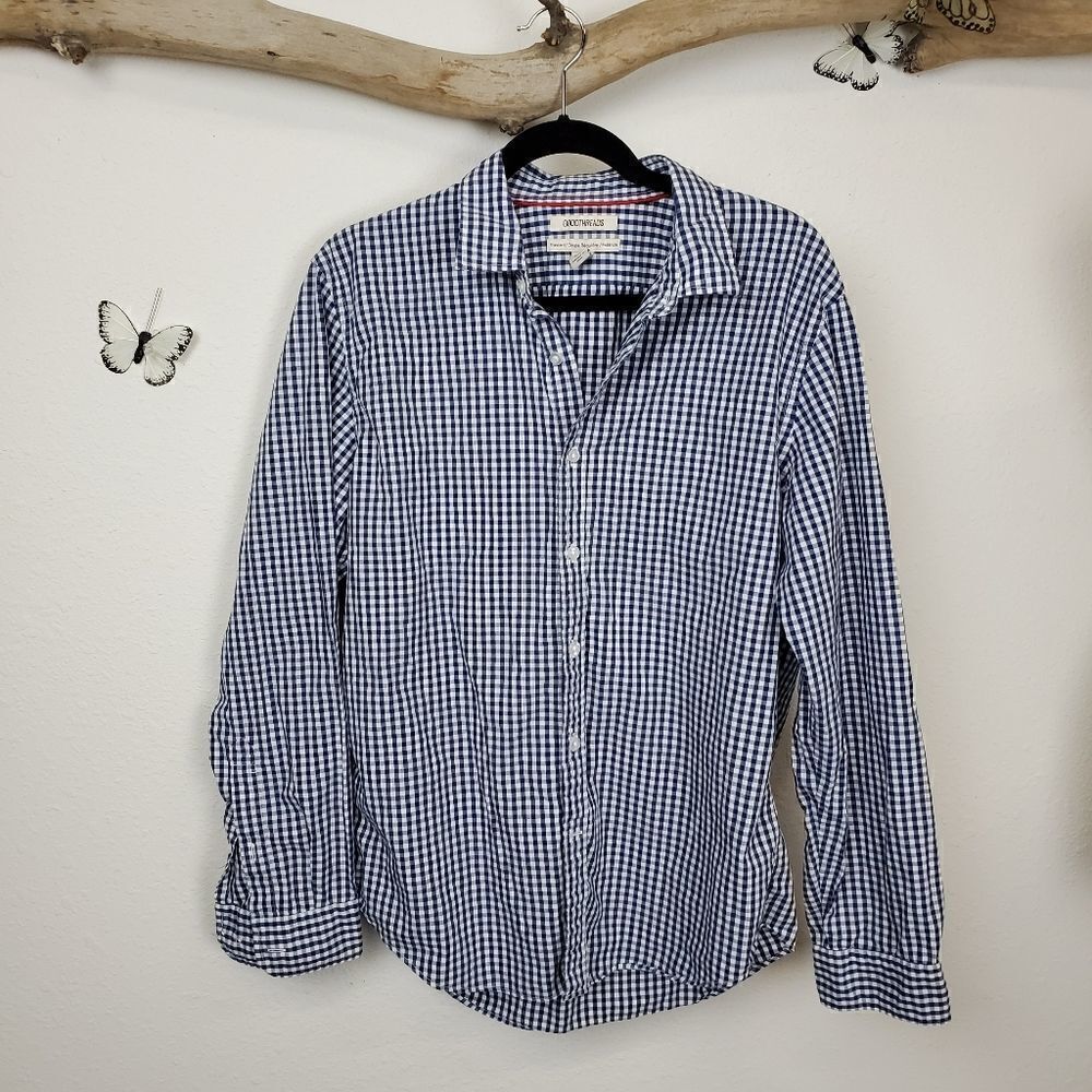 Good threads blue and white micro check shirt